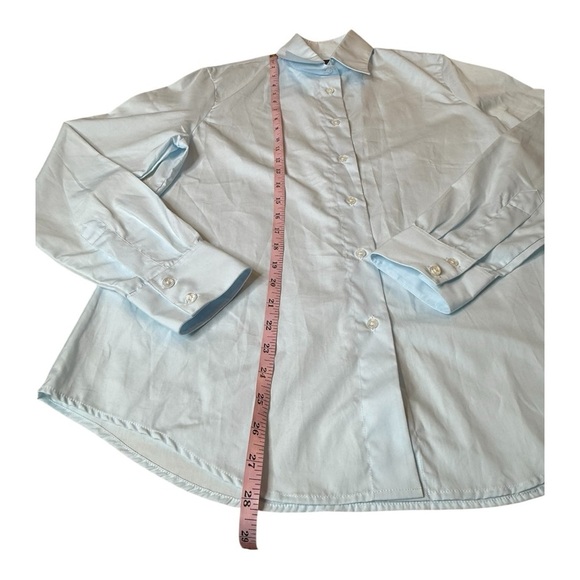 Emma Willis Slim fit Tailored Ice Blue Boyfriend Button Front Cotton Shirt L - Picture 9 of 14